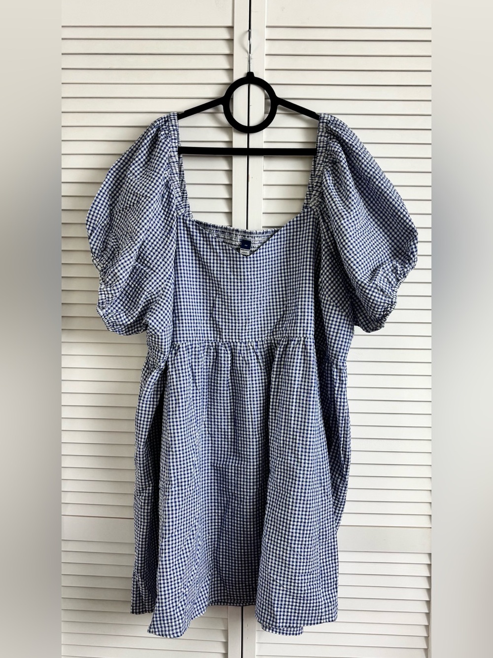 Old Navy Women’s Blue & White Gingham Puff Sleeve Mini Dress, Size: 4X, NWOT